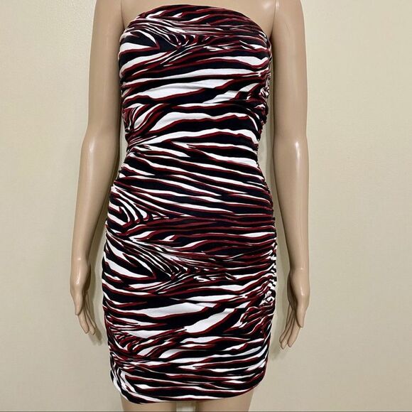 Express Zebra Print Black, Red and White Dress​ - Picture 2 of 5